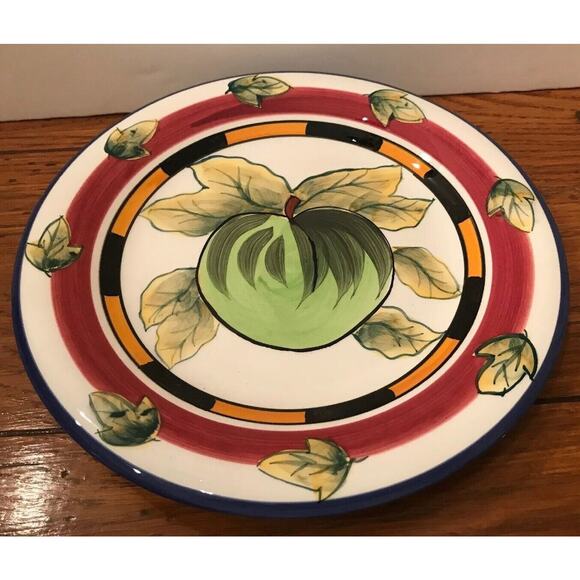 Green Apple Just Ripe Hand Painted Cardinal Inc Appetizer Salad Dessert Plate 7 - Picture 5 of 6